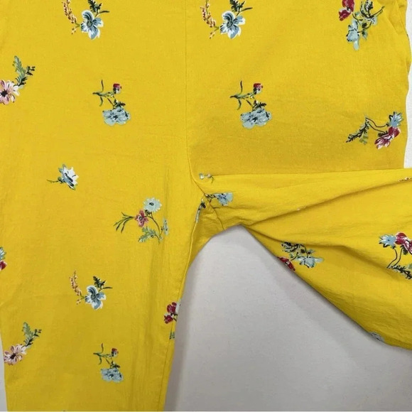 Jules & Leopold Womens Xlarge  Floral Motif Yellow Pull On Skinny Capri - Picture 7 of 12